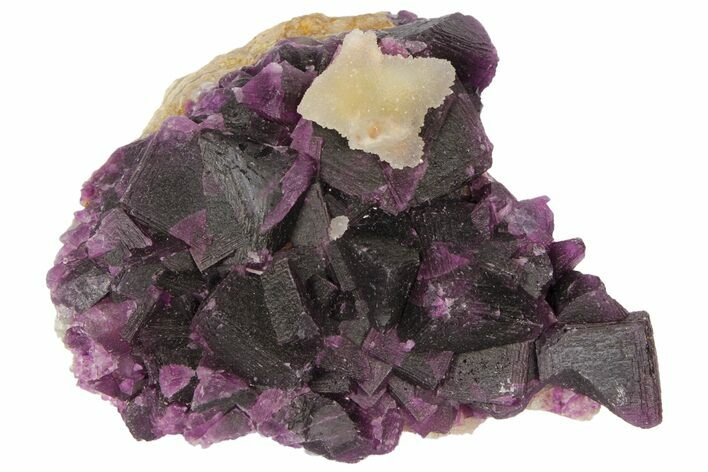 Dark Purple Cubic Fluorite and Quartz - China #94318